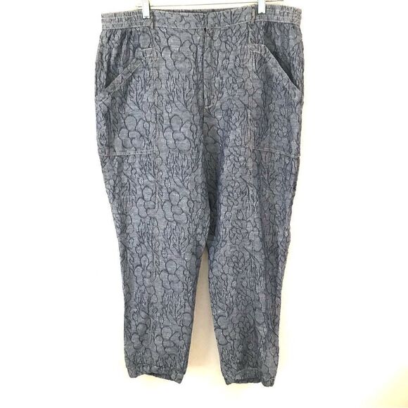 Anthropologie Bari Jacquard embroidered jogger ankle pants L - Picture 2 of 9
